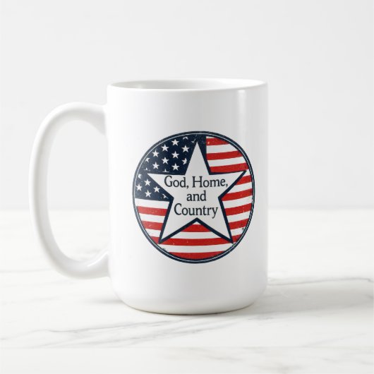 US patriot logo God Home Country US flag retro  コーヒーマグカップ (左)