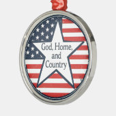 US patriot logo God Home Country US flag retro  メタルオーナメント (左)