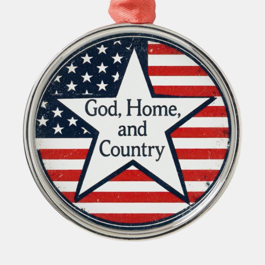US patriot logo God Home Country US flag retro  メタルオーナメント (正面)