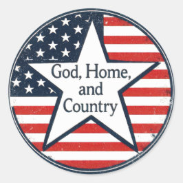 US patriot logo God Home Country US flag retro ラウンドシール
