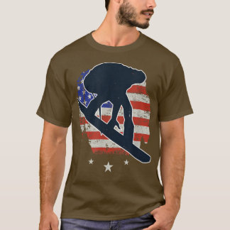 us patriotic snowboarding snowboard snowboarder tシャツ