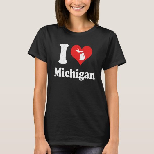 US Proud Citizen America Love State I Heart Michig Tシャツ (正面)