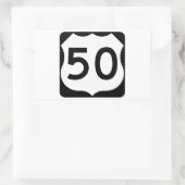 US Route 50標識 長方形シール (バッグ)
