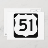 US Route 51標識 ポストカード (正面/裏面)