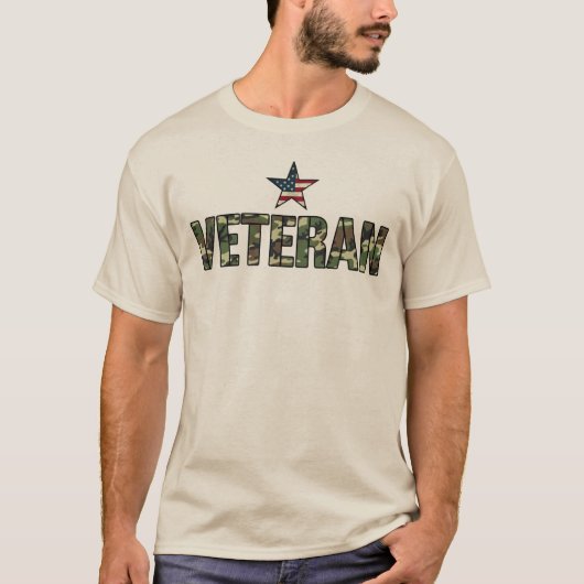 US Veteran Camo Text Tシャツ (正面)