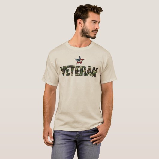 US Veteran Camo Text Tシャツ (正面フル)