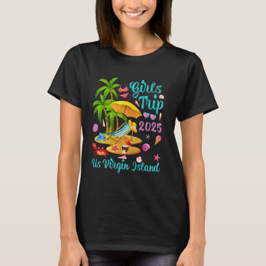 US Virgin Island Summer Vacation Girls Trip 2025 Tシャツ (正面)