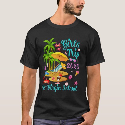 US Virgin Island Summer Vacation Girls Trip 2025 Tシャツ (正面)
