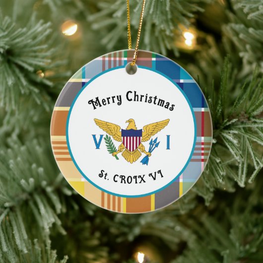 US Virgin Islands Flag St. Croix Madras Christmas セラミックオーナメント (ツリー)