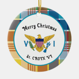 US Virgin Islands Flag St. Croix Madras Christmas セラミックオーナメント