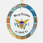 US Virgin Islands Flag St. Croix Madras Christmas セラミックオーナメント (左)