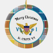 US Virgin Islands Flag St. Croix Madras Christmas セラミックオーナメント (裏面)