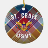 US Virgin Islands Flag St. Croix Madras Christmas セラミックオーナメント (正面)