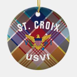 US Virgin Islands Flag St. Croix Madras Christmas セラミックオーナメント