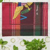 US Virgin Islands Flag St. Thomas USVI Madras キッチンタオル (折り畳み)