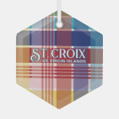 US Virgin Islands St. Croix USVI Madras Christmas ガラスオーナメント (正面)