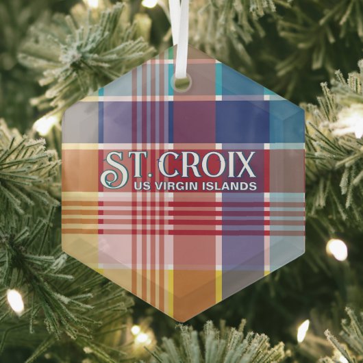 US Virgin Islands St. Croix USVI Madras Christmas ガラスオーナメント (インサイチュ)