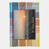 US Virgin Islands Sunset USVI Madras キッチンタオル (縦)