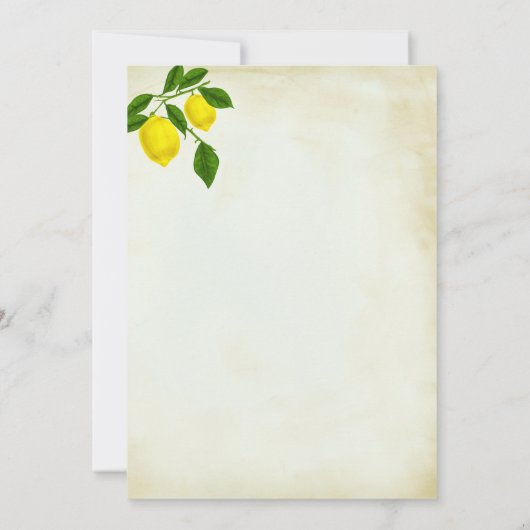 Us Water Color Lemons and Greenery結婚'sに参加 招待状 (裏面)