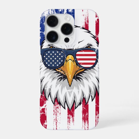 USAの国旗とアメリカのハクトウワシ グランジ iPhoneケース (裏面)