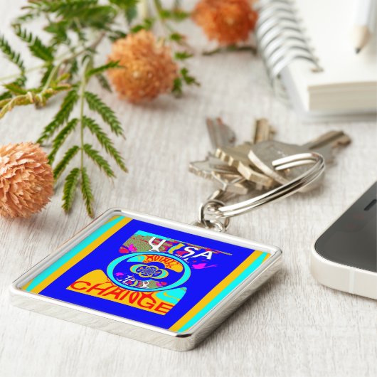 USAの鮮やか変更:声明はっきりした キーホルダー (側面)