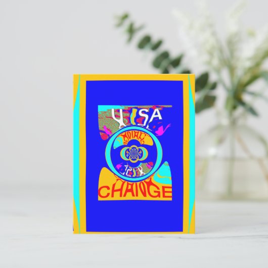 USAの鮮やか変更:声明はっきりした ポストカード (スタンド正面)