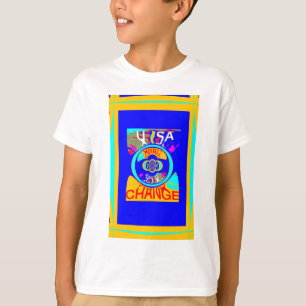 USAの鮮やか変更:声明はっきりした Tシャツ