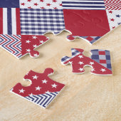 USAアメリカーナダイアゴナルレッド&ブルーキルト ジグソーパズル (側面)