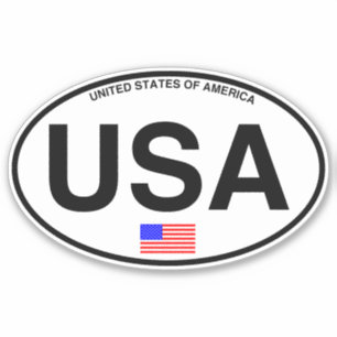 USAアメリカ国コード楕円ステッカー シール