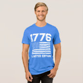 USAアメリカ国旗の編集可能パーソナライズされたなカスタム文字 トライブレンドＴシャツ (正面全面)