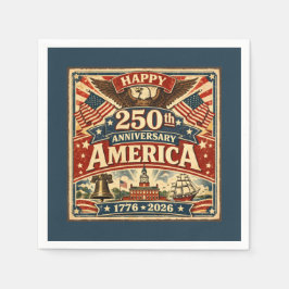 USAアメリカ建国250周年ヴィンテージ愛国 スタンダードカクテルナプキン