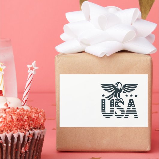 USAイーグル愛国的なデザイン – 星とストライプスタイル 長方形シール (パーティー)