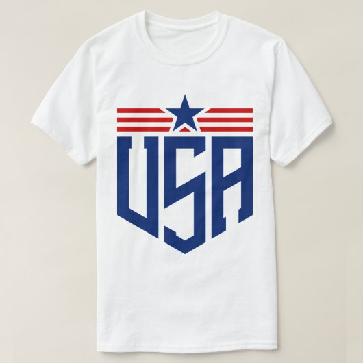 USAエンブレムタイポグラフィ Tシャツ (デザイン正面)