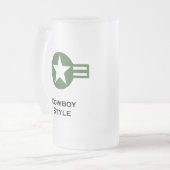 USAカウボーイスタイルグリーン フロストグラスビールジョッキ (正面左)