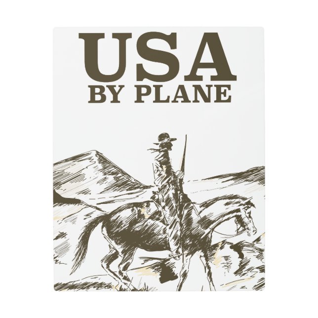 USAカウボーイトラベルポスター メタルプリント (正面)