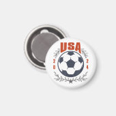 USAサッカーボール2024スター&ローレルリースヴィンテージ マグネット (正面/裏面)