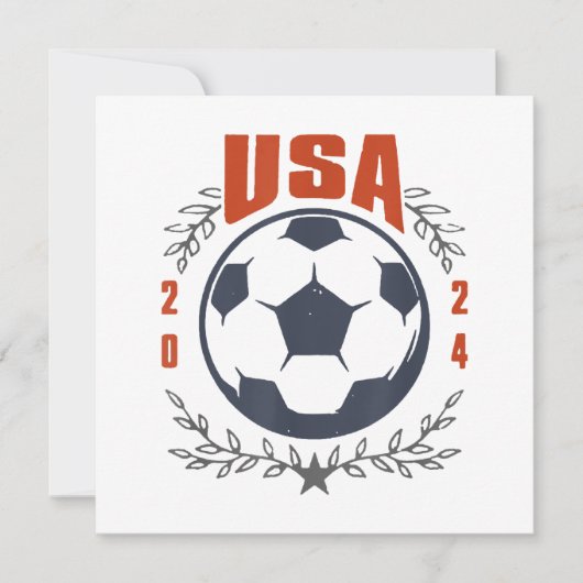 USAサッカーボール 2024 スター&月桂樹のリース ヴィンテージ 招待状 (正面)