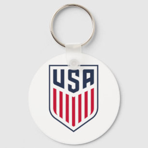 USAサッカー フロント フレア クレスト 白 USA代表 公式ライセンス キーホルダー