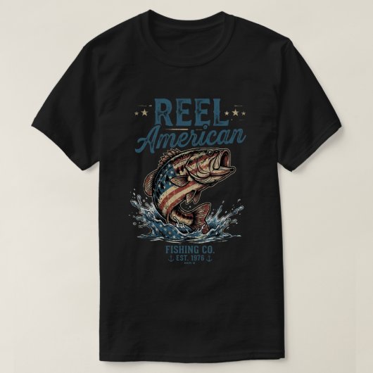 USAシャツ: アメリカ国旗バスのリール Tシャツ (デザイン正面)