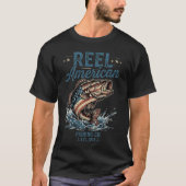 USAシャツ: アメリカ国旗バスのリール Tシャツ (正面)
