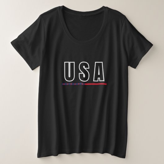 USAシンプルアモダンメアアートレター国旗の土産 プラスサイズTシャツ (デザイン正面)