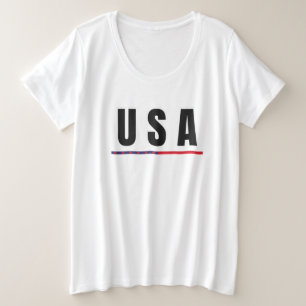 USAシンプルアモダンメアアートレター国旗の土産 プラスサイズTシャツ