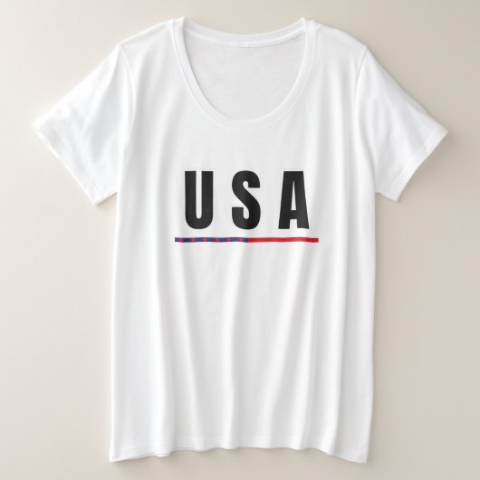 USAシンプルアモダンメアアートレター国旗の土産 プラスサイズTシャツ (デザイン正面)