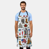 USAシンボルヴィンテージシームレスパターン エプロン (着用した状態)