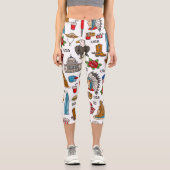 USAシンボルヴィンテージシームレスパターン カプリレギンス (正面)