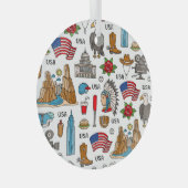 USAシンボルヴィンテージシームレスパターン ガラスオーナメント (正面右)