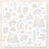 USAシンボルヴィンテージシームレスパターン ガラスコースター (裏面)