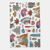 USAシンボルヴィンテージシームレスパターン キッチンタオル (縦)