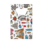 USAシンボルヴィンテージシームレスパターン クレジットカード栓抜き (裏面)