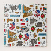 USAシンボルヴィンテージシームレスパターン ジグソーパズル (横)